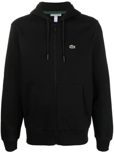 Lacoste Logo-patch Cotton Sweatshirt In Black