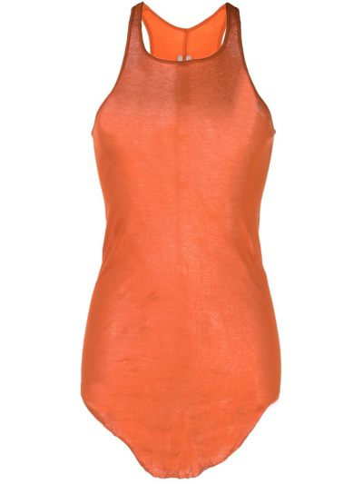 Rick Owens Ribbed-knit Tank-top In Orange