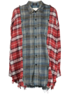 R13 Patchwork Plaid Cotton Flannel Work Shirt In Rot