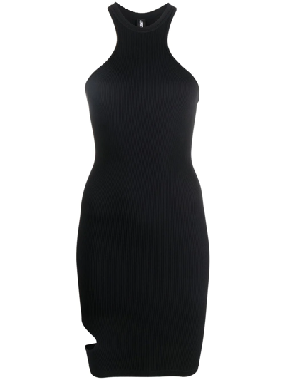 Andreädamo Ribbed Stretch Jersey Cutout Mini Dress In Black