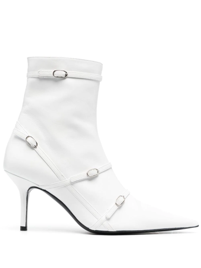 Abra Belted Pointed-toe Boots In Weiss