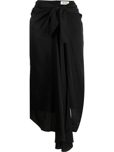 Zadig & Voltaire Janais Zv-print Draped Skirt In Noir