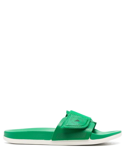 Adidas By Stella Mccartney Womens Logo Green Pool Slides In Multicolor