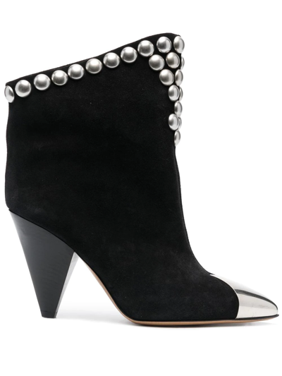 Isabel Marant 100mm Studded Suede Boots In Schwarz