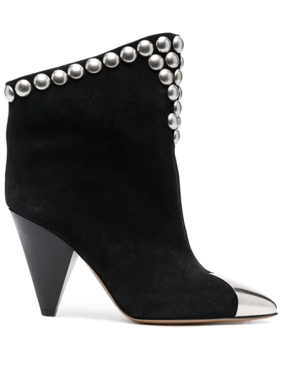 Isabel Marant 100mm Studded Suede Boots In Black