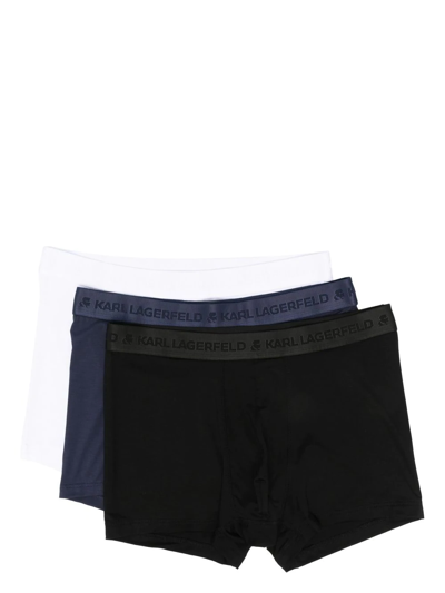 Karl Lagerfeld Logo-waistband Boxers (pack Of 3) In Black