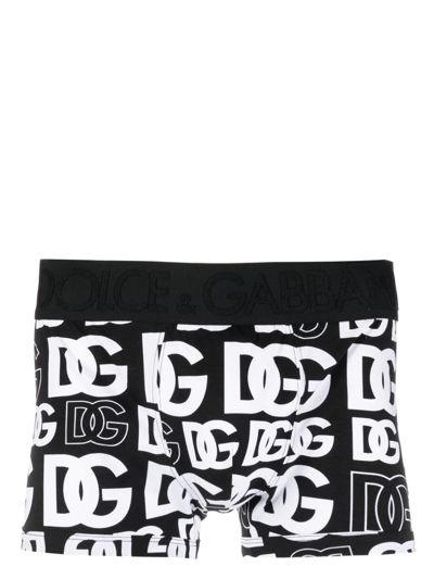 Dolce & Gabbana Logo-print Logo-waist Boxers In Black