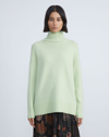 Lafayette 148 Metallic Trim Cashmere Turtleneck Sweater In Green