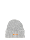 Msgm Embroidered Logo Knitted Beanie In Grigio
