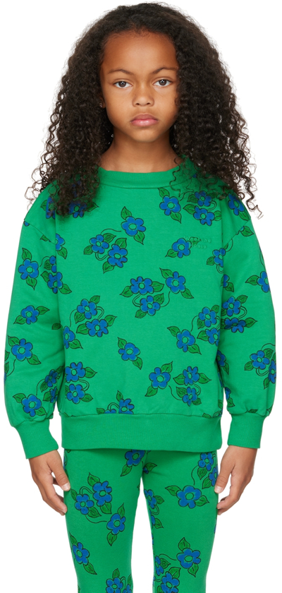 Weekend House. Kids Green Flowers Sweater
