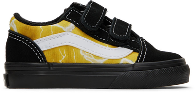 Vans Baby Black & Yellow Old Skool V Sneakers In Glow Lightning Black