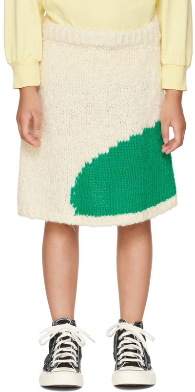 Weekend House. Kids Off-white & Green Dot Skirt In Cream
