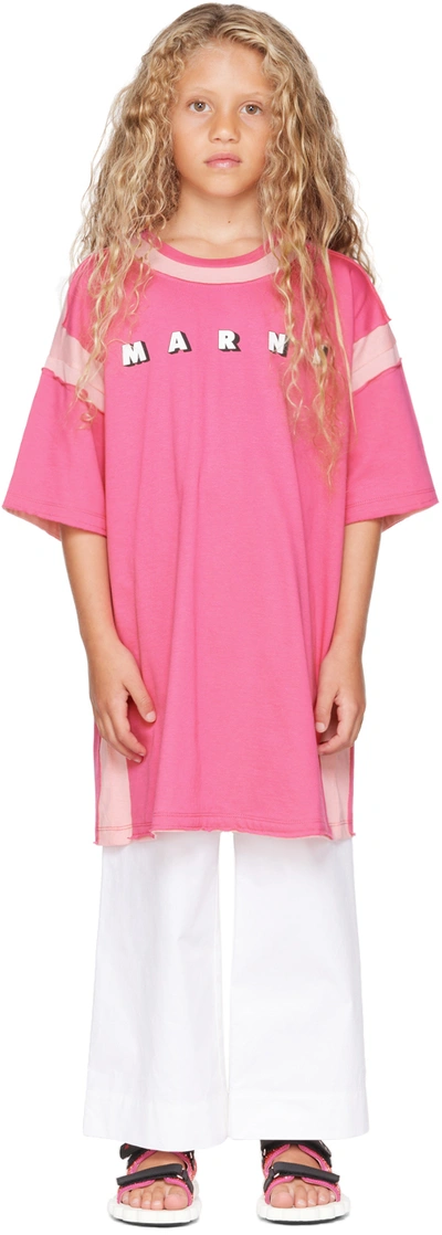 Marni Kids Pink Paneled Dress In 0m330 Fuxia Magenta