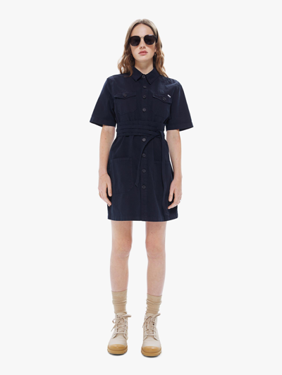 Mother The Wrapped Up Mini Dress Button-front Belted Utility Dress In Black