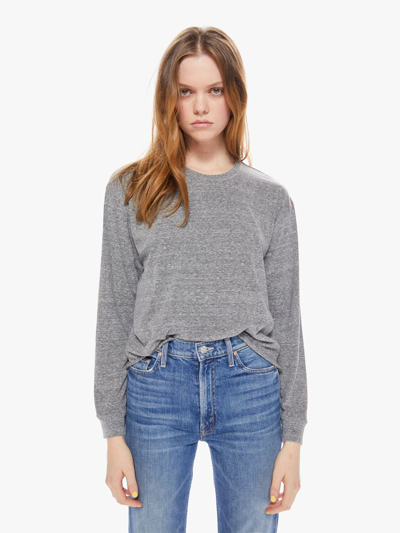 Mother The L/s Slouch Cut Off Heather Tee Shirt In Heather Grey
