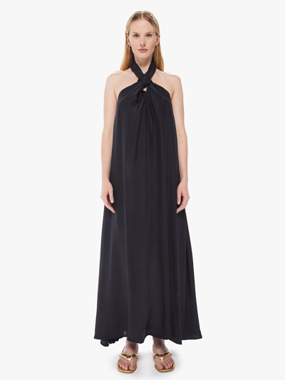 Natalie Martin Astrid Knotted Halter Silk Maxi Dress In Black