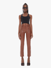 Mother The Dazzler Mid-rise Slim Cropped Faux-leather Ankle Jeans In Brown