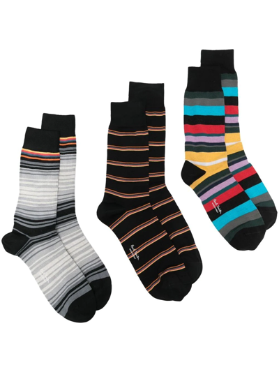Paul Smith Three-socks Striped Socks In Multicolor