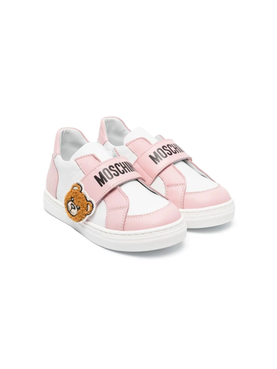 Moschino Teddy Bear Touch-strap Sneakers In White