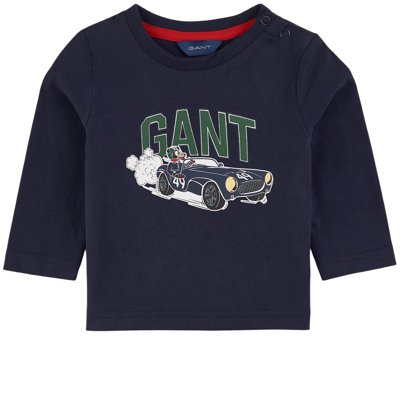 Gant Kids' Driving Dog Branded Graphic T-shirt Evening Blue In Navy