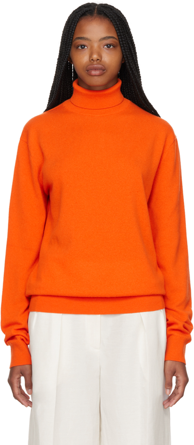The Row ‘ciba' Turtleneck Long-sleeved Cashmere Knit Top In Orange