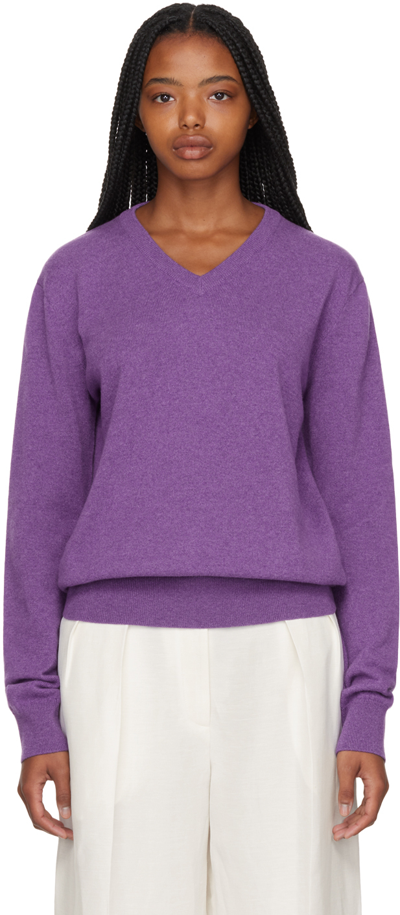The Row Kumamo V-neck Cashmere Sweater In Purple