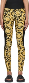 Versace Barocco Print High-waisted Leggings In 5b010 Black+print