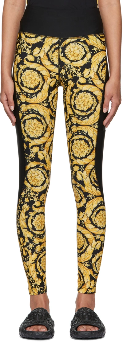 Versace Barocco Print High-waisted Leggings In Multi-colored