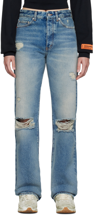 Heron Preston Blue Distressed Jeans