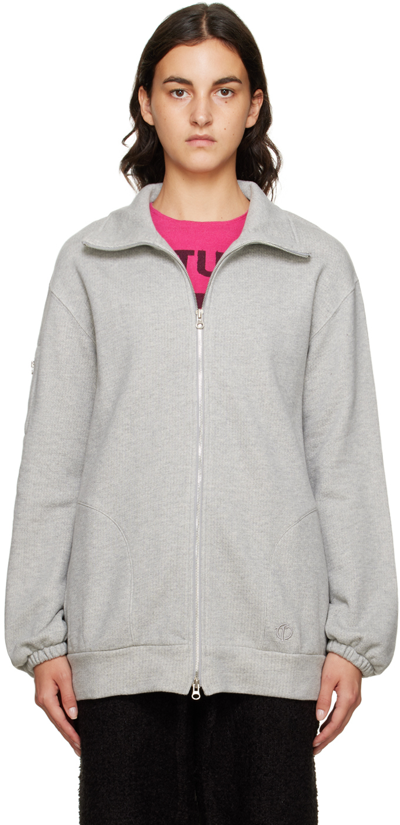 Theopen Product Gray Track Zip-up Sweater