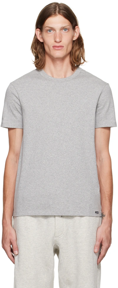 Tom Ford Grey Regular Fit T-shirt With Classic Crew Neckline In Gray
