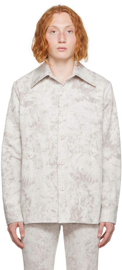 Séfr Ssense Exclusive Off-white Mille Denim Shirt In Beige