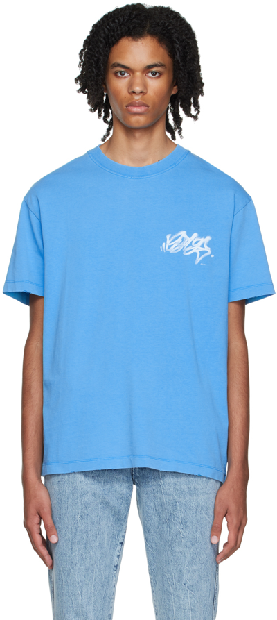 Eytys Ssense Exclusive Blue Distressed T-shirt In Aquamarine