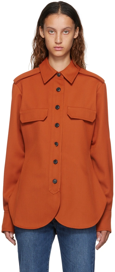 Victoria Beckham Chest Flap-pocket Detail Shirt In Orange