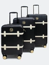 Badgley Mischka Grace 3 Piece Expandable Retro Luggage Set In Black