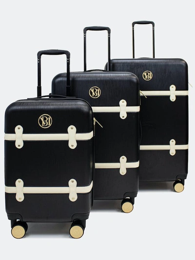 Badgley Mischka Grace 3 Piece Expandable Retro Luggage Set In Black
