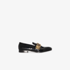 MOSCHINO LOGO-LETTERING PATENT LOAFERS,MB10102C1FGK018663401