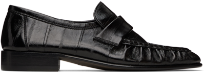 The Row Soft Leather Flat Loafers In Black