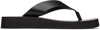 The Row Ginza Leather And Velvet Platform Flip Flops In Blk Black