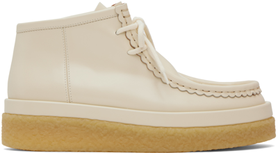 Chloé Jamie Leather Platform Ankle Boots In Eggshell