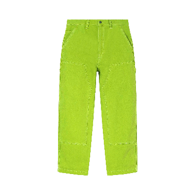 Stussy Dyed Relaxed-fit Wide-leg Cotton Canvas Work Trousers In Neon