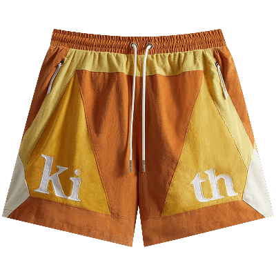 Pre-owned Kith Mixed Micro Cord Turbo Shorts 'aura' In Orange