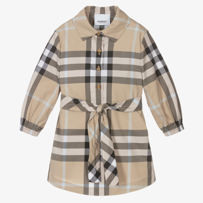Burberry Babies' Kids Beige Check Shirt Dress In Pale Sand Ip Check
