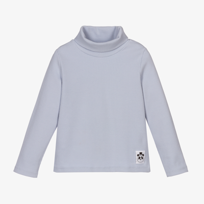 Mini Rodini Babies' Blue Ribbed Cotton Roll Neck