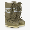 MOON BOOT KHAKI GREEN LOGO SNOW BOOTS