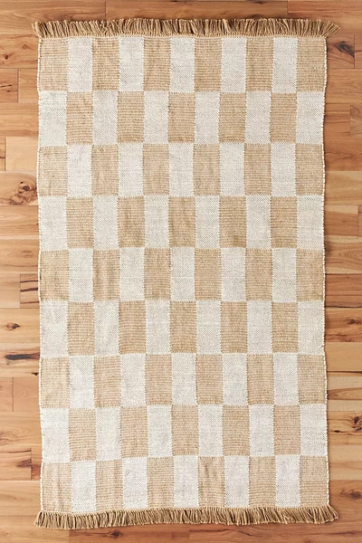 Amber Lewis For Anthropologie Checkered Jute Rug By  In Beige Size 2 X