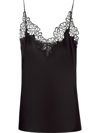 Stella Mccartney Satin Cami Featuring Lace Detail In Black