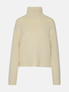 LISA YANG WHITE CASHMERE FLEUR TURTLENECK SWEATER