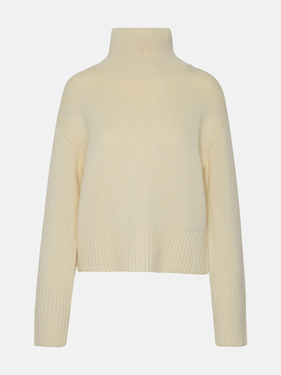 Lisa Yang White Cashmere Fleur Turtleneck Jumper