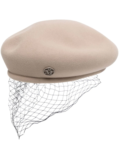 Maison Michel New Bonnie Veil Beret In Neutrals